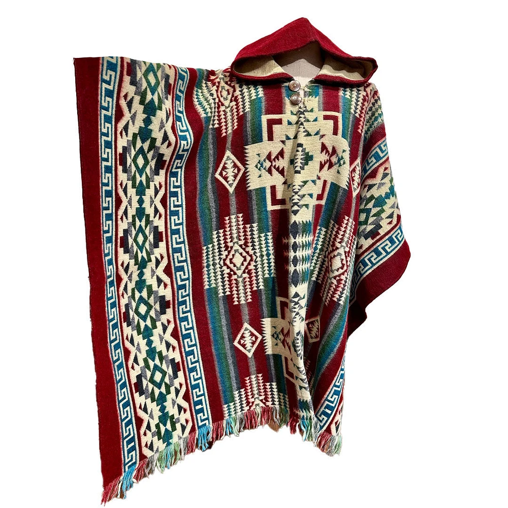 The Inca Poncho- Burgundy