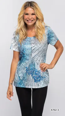 BLUE CUSTOM PRINT TOP WITH SLEVEES 3