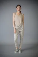 Beige Designer Pants with Embroidery on Pockets and Legs