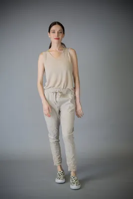 Beige Designer Pants with Embroidery on Pockets and Legs