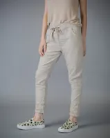 Beige Designer Pants with Embroidery on Pockets and Legs