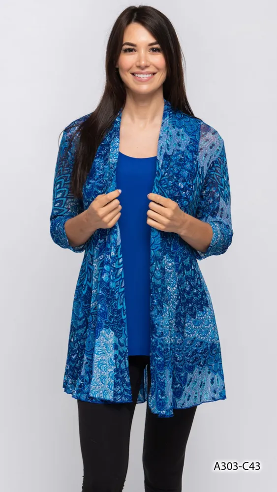 BLUE BLENDED CARDIGAN PRINT C43