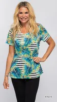 TEAL & BLUE LEAF PRINT TOP PTINT 9