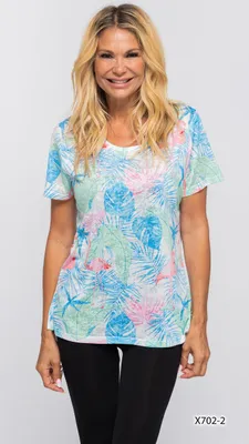 BLENDED BLUE WITH PINK LEAF TOP PRINT 2