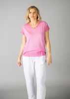 Fuchsia Plain Top with Shiny Star Patches on Shoulder