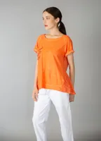 Orange Plain Top with Sequin and Lacy Detailing