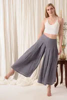 DENIM COLOR WIDE PANT WITH POCKETS