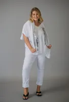 White Pants with Shiny and Zipper Detailing at Pockets