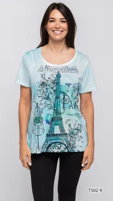 Eiffel Tower Printed T-shirt with Sequin Detail