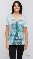 Eiffel Tower Printed T-shirt with Sequin Detail