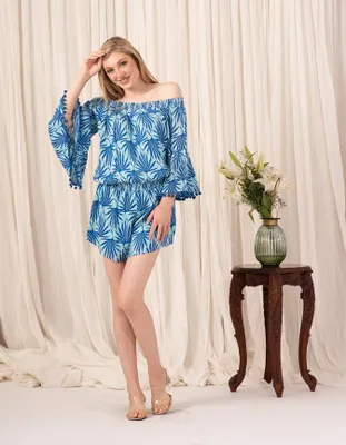 ROYAL BLUE /ROMPER WITH BELL SLEEVES