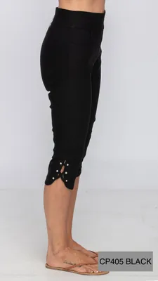 BLACK /STRACHY CAPRI ELASTIC & SIDE POCKETS