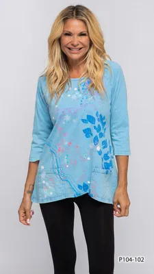 Blue 3/4 sleeves 100% cotton Top