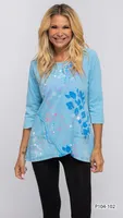 Blue 3/4 sleeves 100% cotton Top