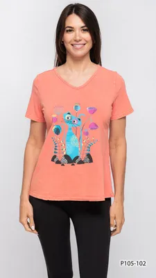 Coral Cat PRINT 100% Cotton Top 102