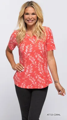 CORAL TOP WITH SHORT SLEVEES