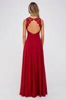 BURGUNDY SLEEVELESS CHIFFON MAXI DRESS