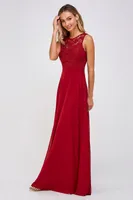 BURGUNDY SLEEVELESS CHIFFON MAXI DRESS