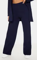 Navy Plain Strachy Stright  Pant