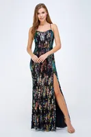 SLEEVELESS CUT OUT BACK SEQUIN DRESS