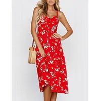 Summer New Sexy Sling Button Halter Dress Women