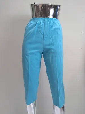 Turquoise Cotton Capris With Pockets