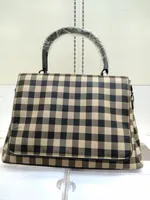 Light-yellow Black Check Handbag