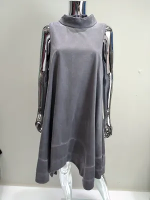 Grey Sleeveless Cowl neck dress Pointed Edges