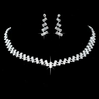 Luxury shiny rhinestone necklace set