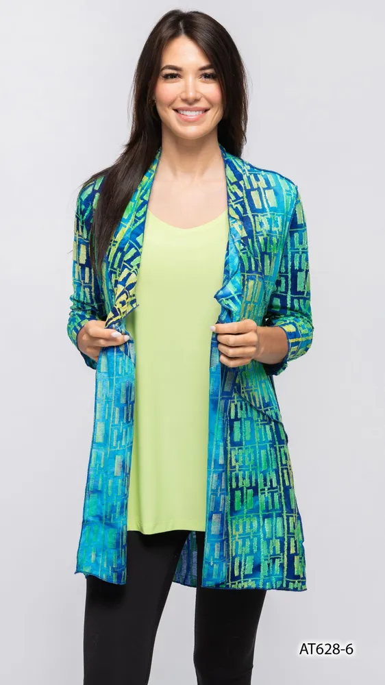 BLUE GREEN BLENDED DESINER CARDIGAN PRINT 6