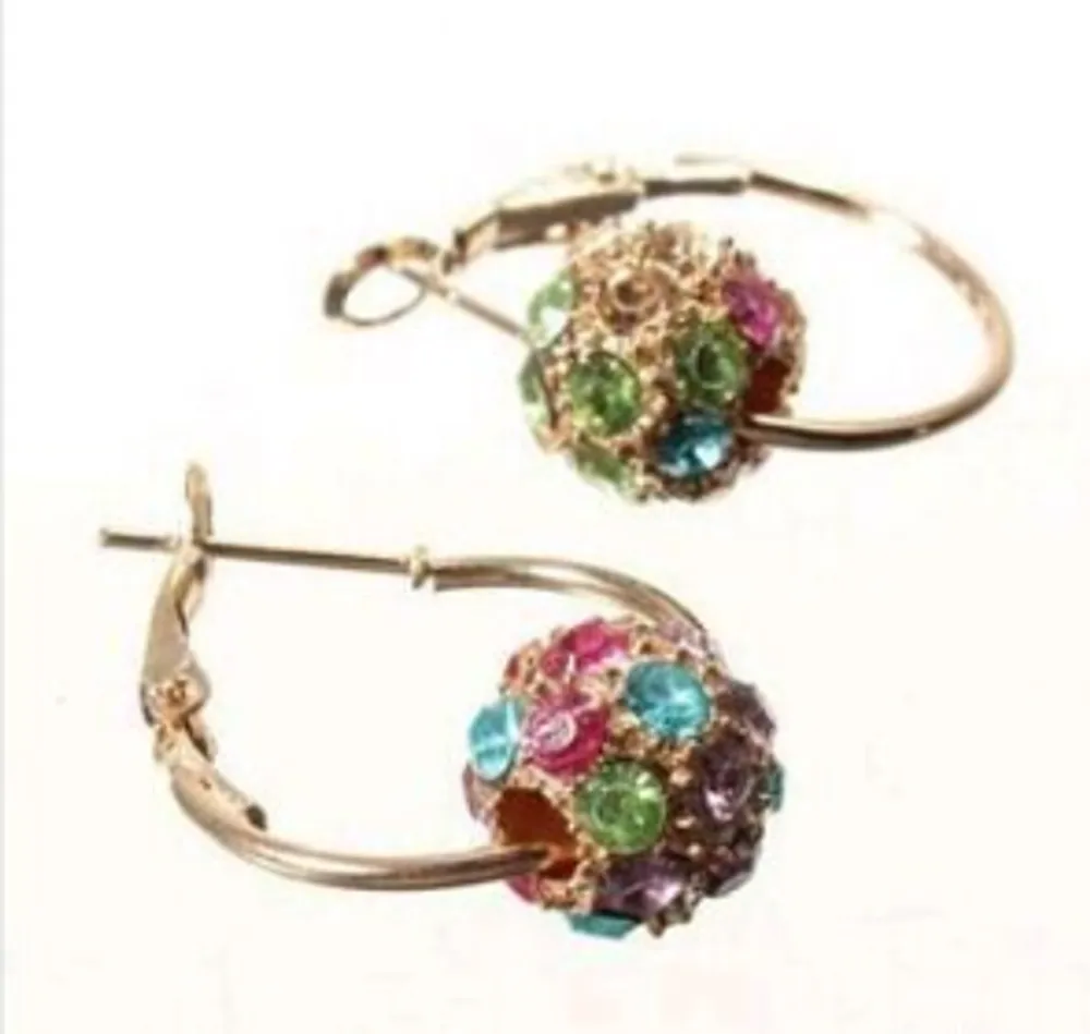 Color full diamond drill ball Shambhala earrings Earrings Diamond earrings