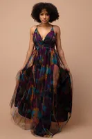 TIE DYE NAVY MUTLI TULLE MAXI