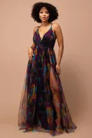 TIE DYE NAVY MUTLI TULLE MAXI