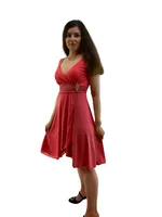 Plain Sleeveless Short Dress with Buckle Detailing