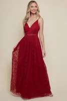 BURGUNDY LADIES SLEEVELESS MAXI DRESS