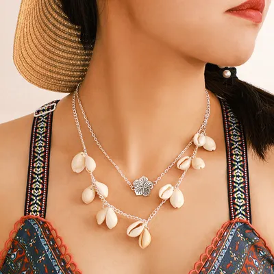 Alloy Flower Shell Necklace Necklace
