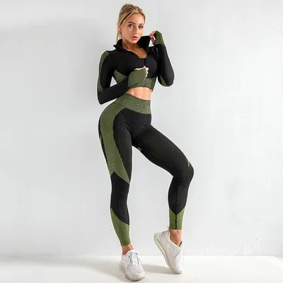 Suit 1- Seamless Yoga Clothes Set Knitted Hip Lift Stretch