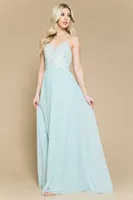 SAGE LACE TOP CHIFFON MAXI DRESS