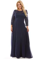 PLUS LONG SLEEVE CHIFFON MAXI DRESS