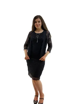 Black Lace Dress with Coverup cardigan