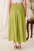 Mint-green Open-cut Summer Pants with Thread Work