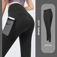 Women's yoga pants hip-lifting mesh side pockets quick-drying stretch peach hip leggings