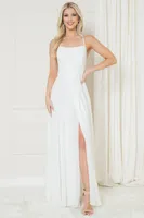 IVORY SLEEVELESS CHIFFON SLIT MAXI DRESS