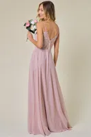 MAUVE SLEEVELESS CHIFFON WITH BACK DETAIL DRESS