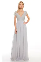 DUSTY GREY CHIFFON MAXI DRESS WITH DESIGNER SLEEVES