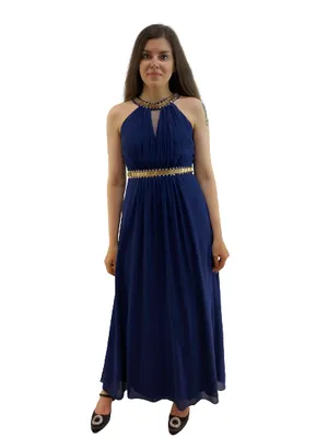 Navy Gown with Stone work on Neck and Waist