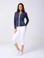 Plain Zipper Jacket with 2 Pockets and Shiny Love Print on Pocket