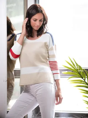 Color Block Sweater with Drop Shoulder Sleeves