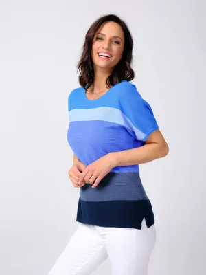 Blue Combo Short Sleeves Pullover