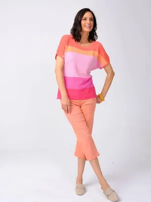 Fuchsia Combo Short Sleeves Pullover